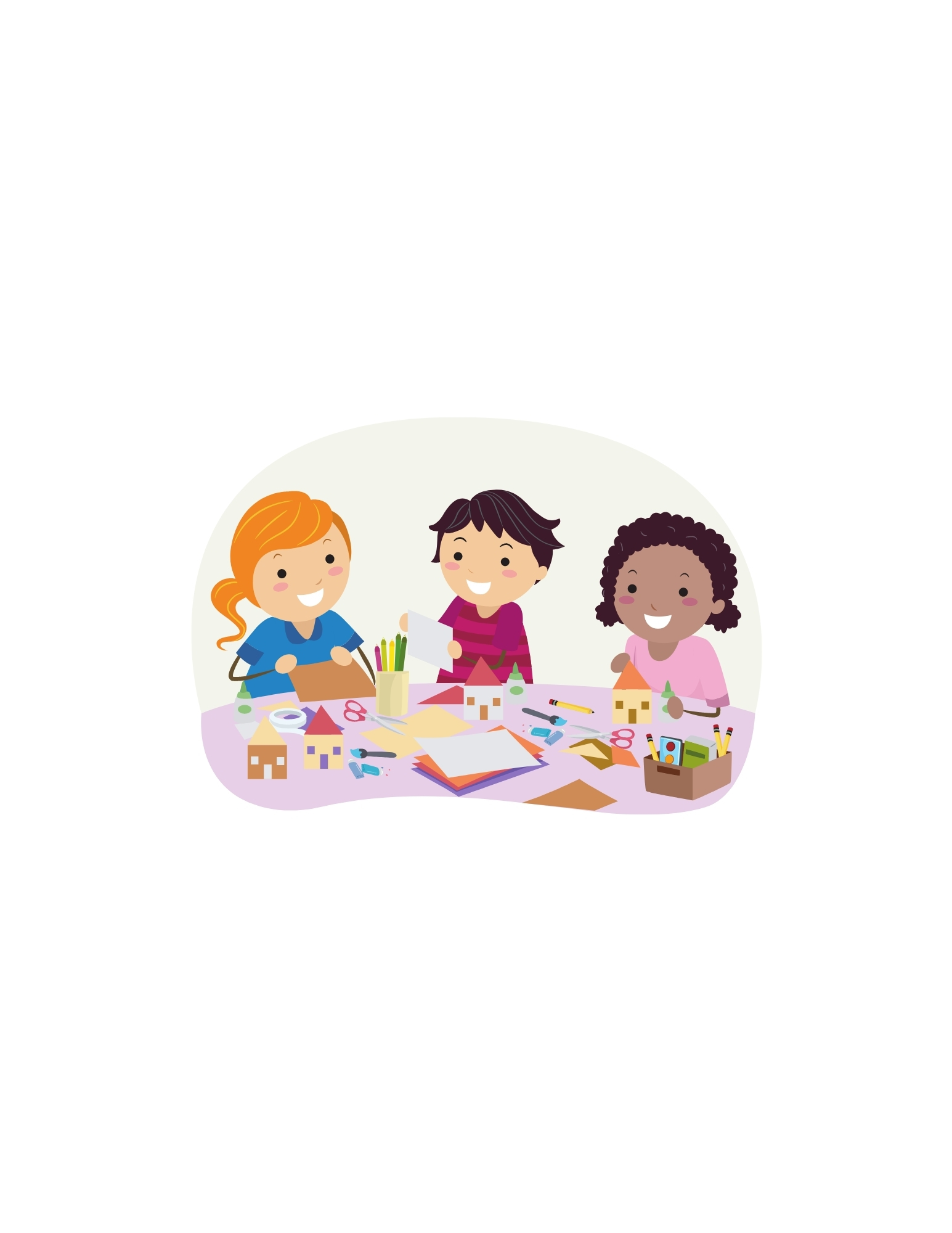 Kids working on art projects together