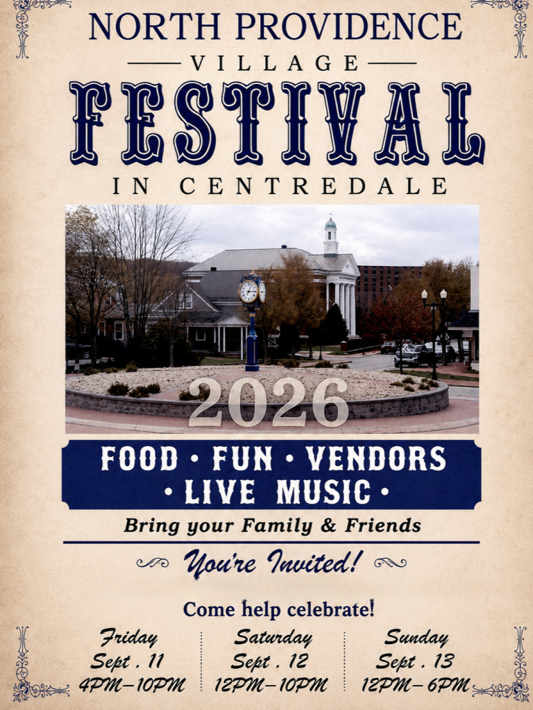 North Providence Village Festival Food, Fun, Vendors, Live music Friday September 11th 4pm-10pm, Saturday, September 12th 12pm-10pm, Sunday, September 13th 12pm-6pm