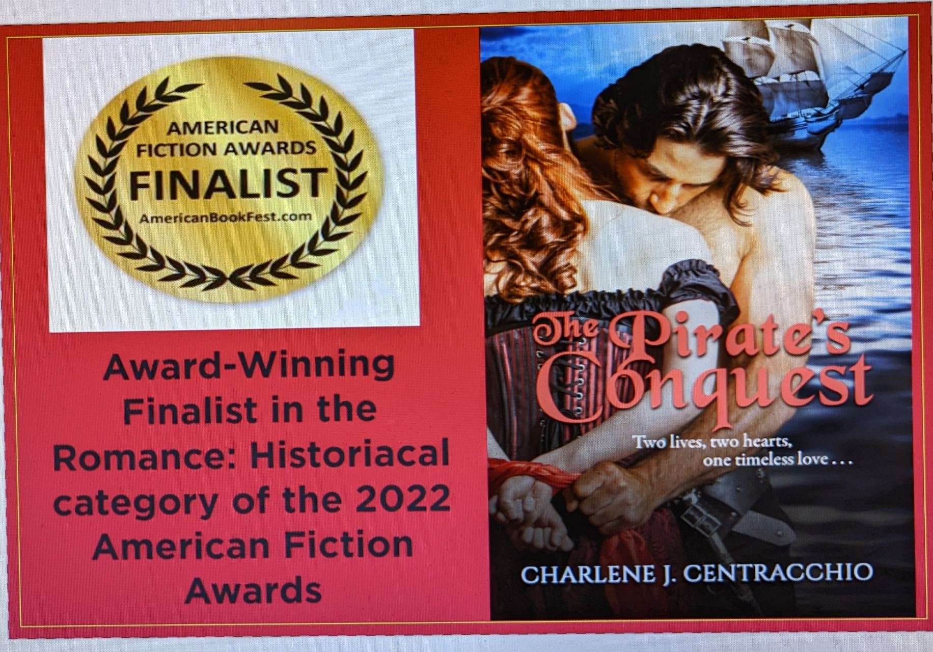 The Pirate's Conquest Book Cover. Award winning finalist Romance historical category of the 2022 American Fiction Awards