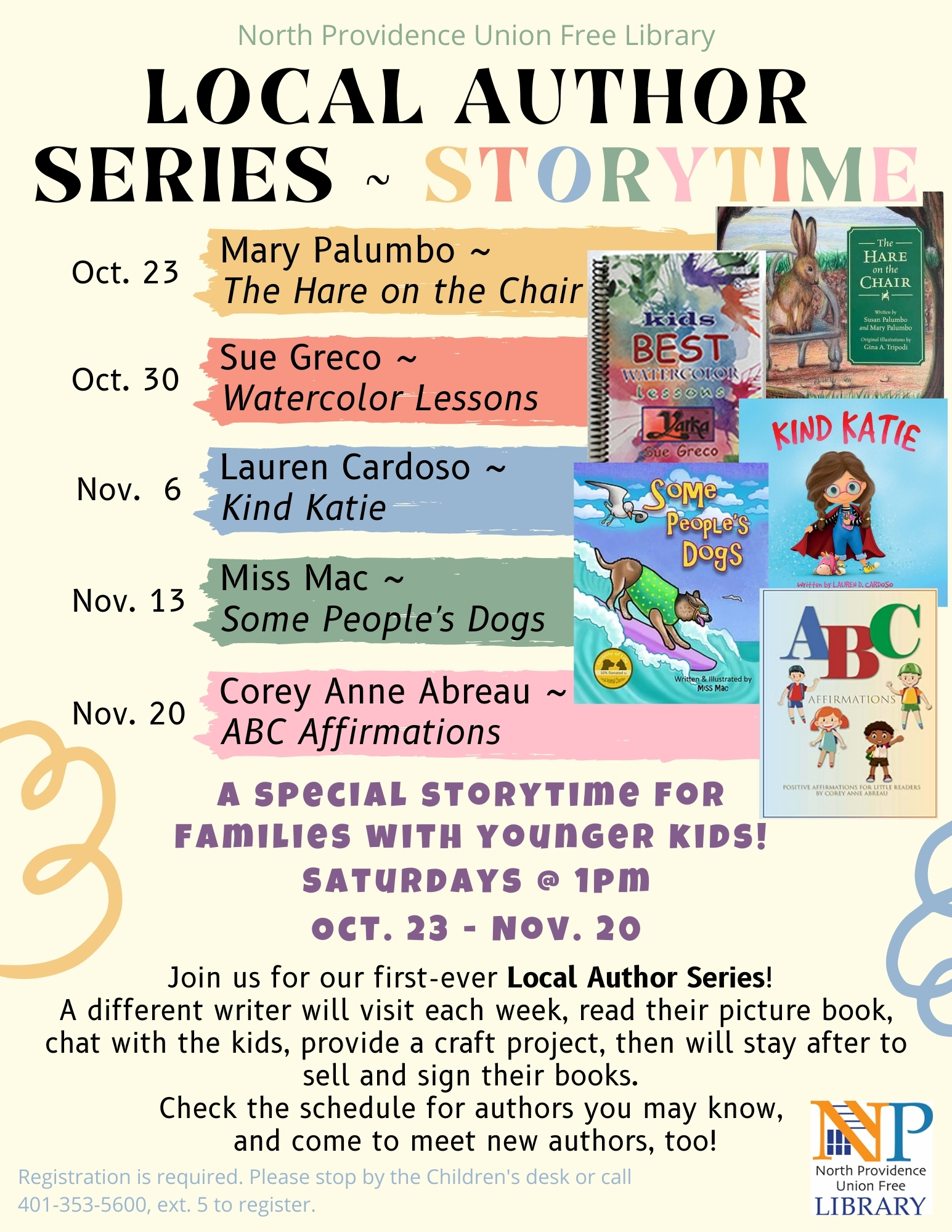Flyer for local author series, fall 2021