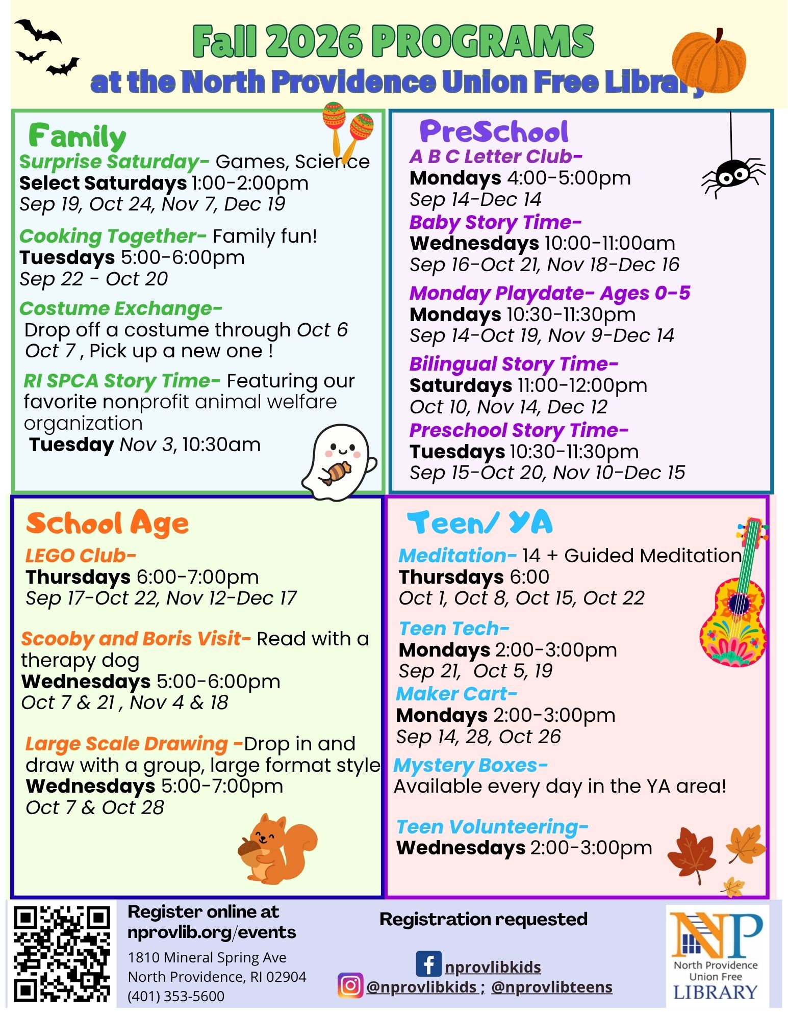 Flyer for Fabulous Fall Programs