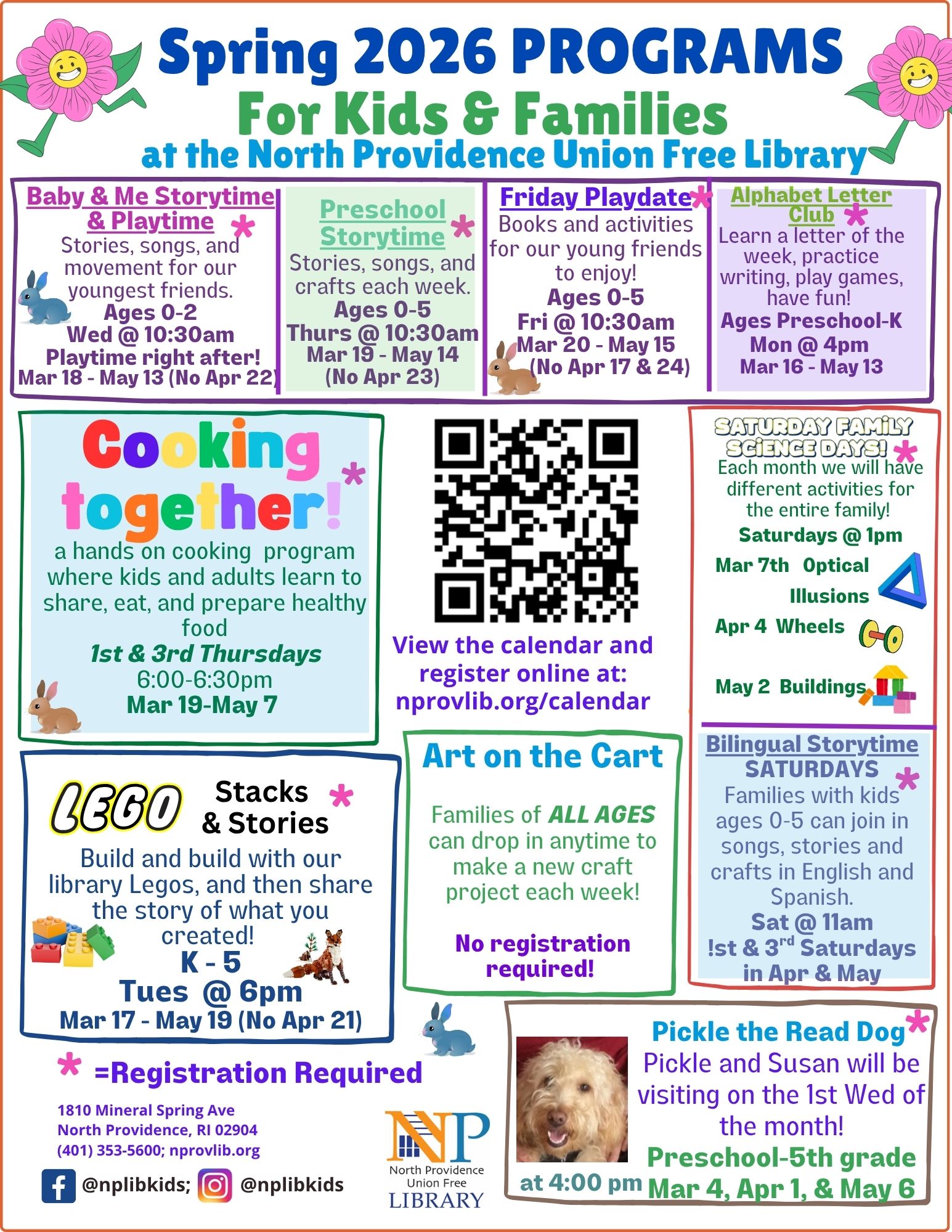 Flyer with information about Spring 2026 Kids Programs