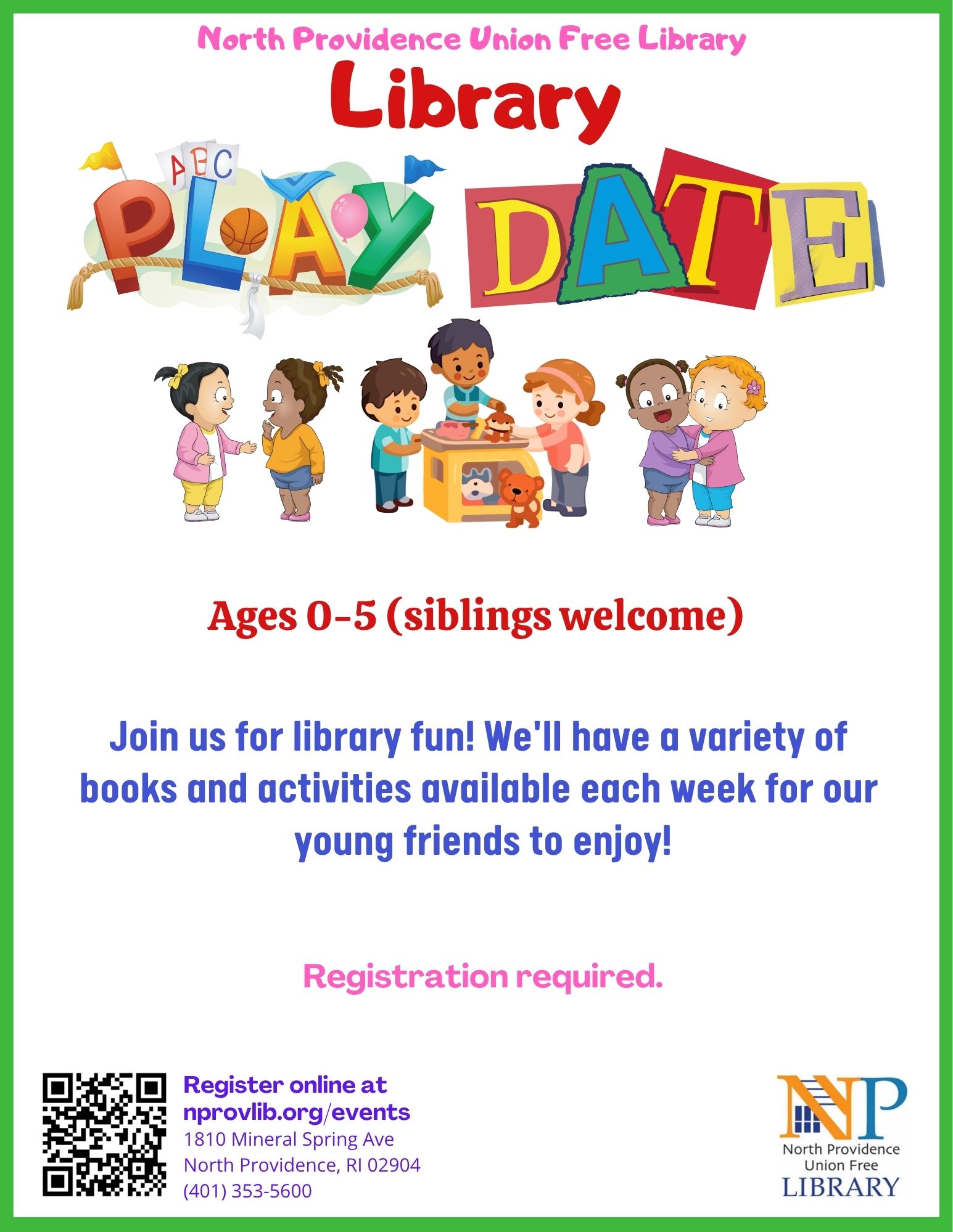 Flyer for Library Playdate