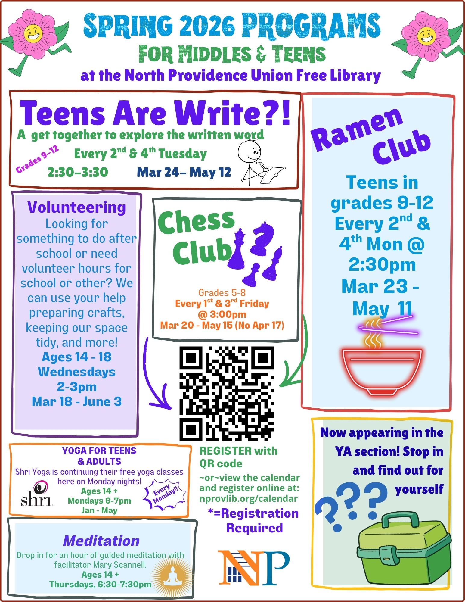 Flyer with information about Teen Spring Programs