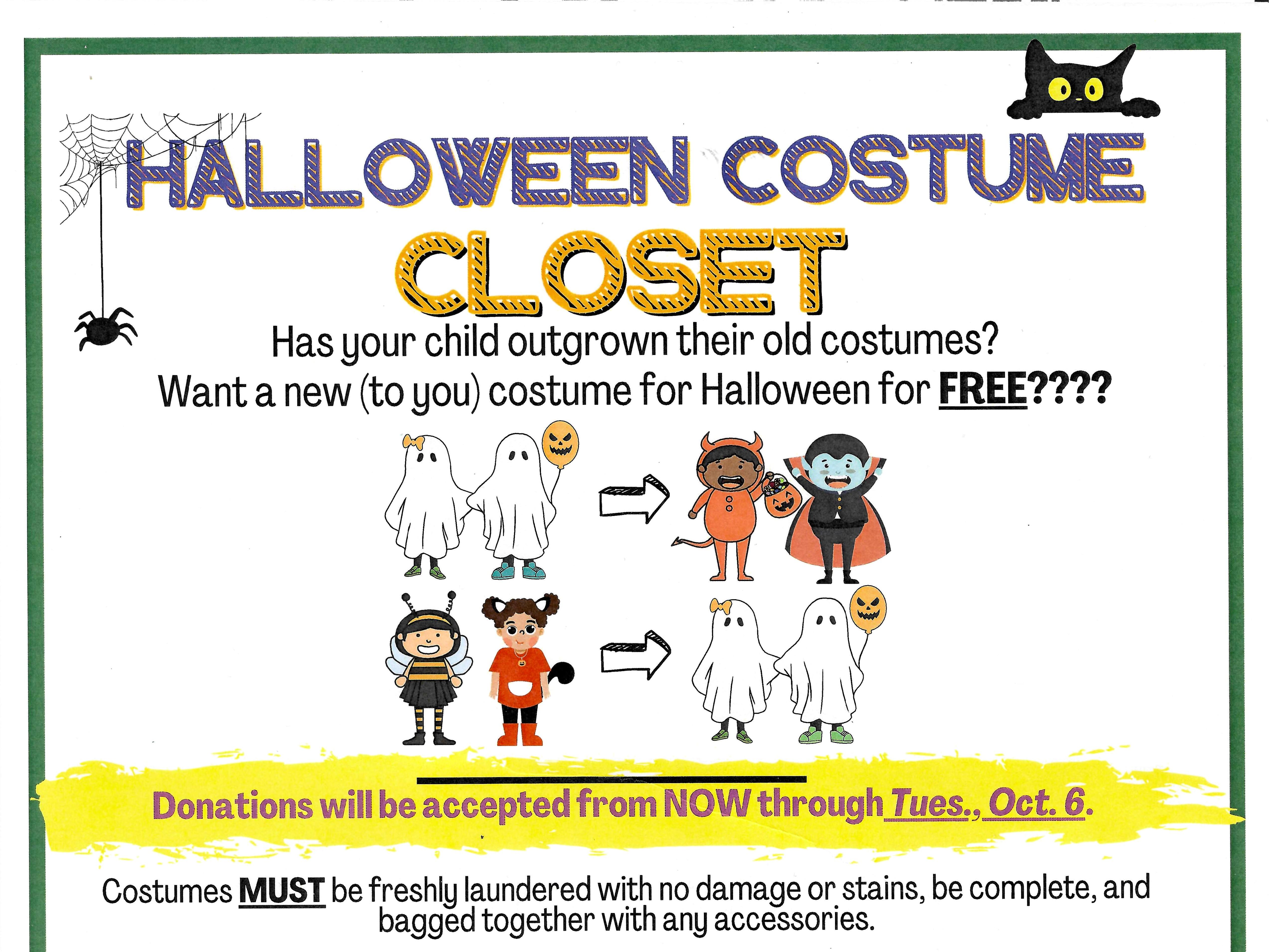 Flyer for Halloween Costume Closet 