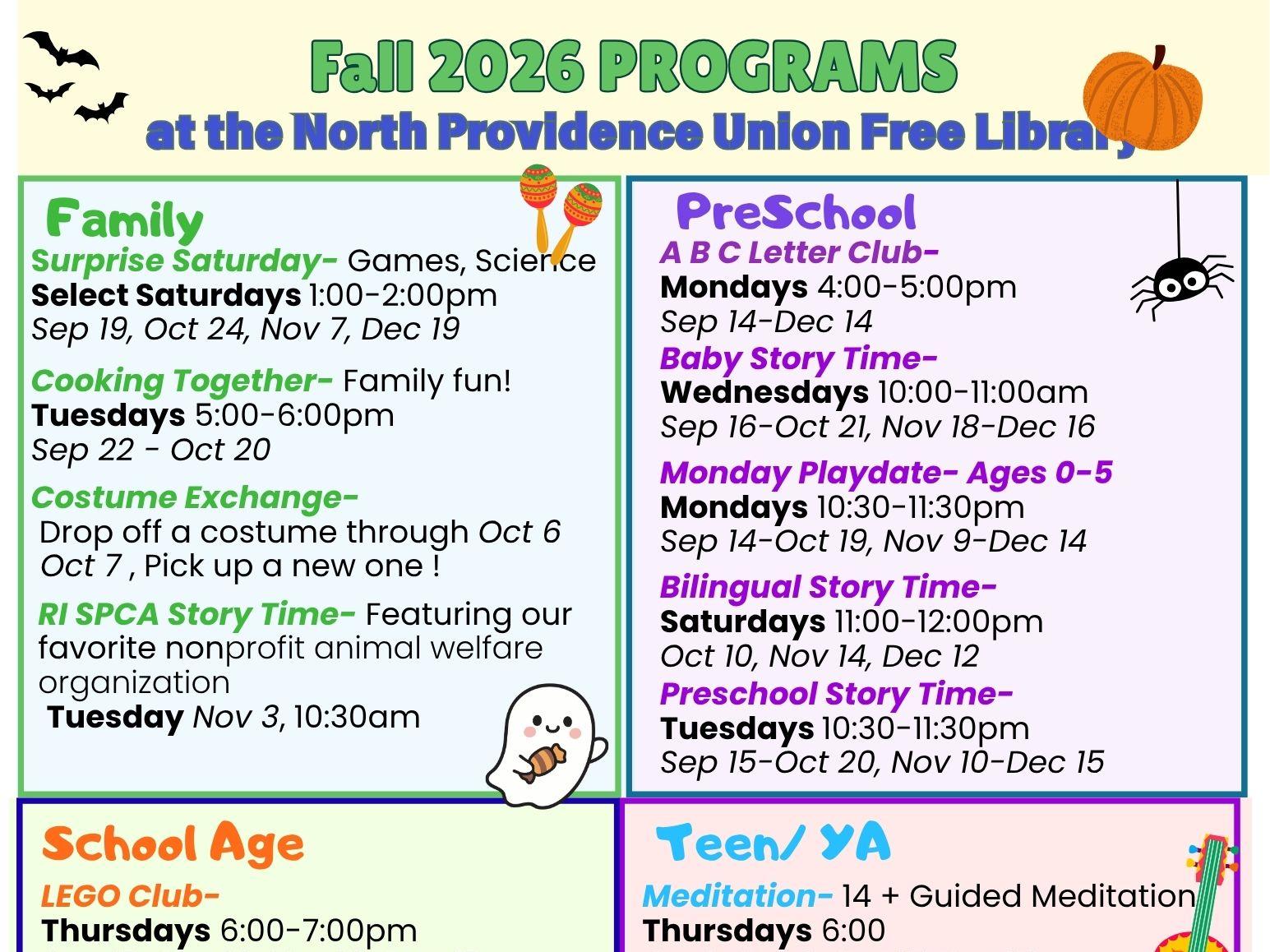 Flyer for Fabulous Fall Programs